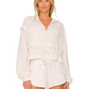 Ready Set Jacket Alo Small ivory white layered strech seesucker yoga new NWOT